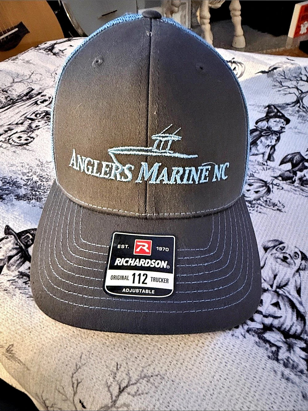 Anglers Marine NC Richardson 112 Trucker Hat Brown & Blue